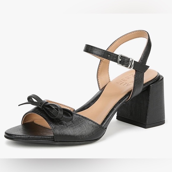 Naturalizer Deandra Black Bow Block Heeled Sandals 8 Wide - Picture 2 of 16